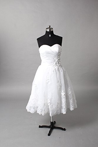 Kivary® Women's Short Knee-Length Floral White Wedding Dress - Perfect for Beach Bridal, Outdoor Ceremonies & Summer Weddings