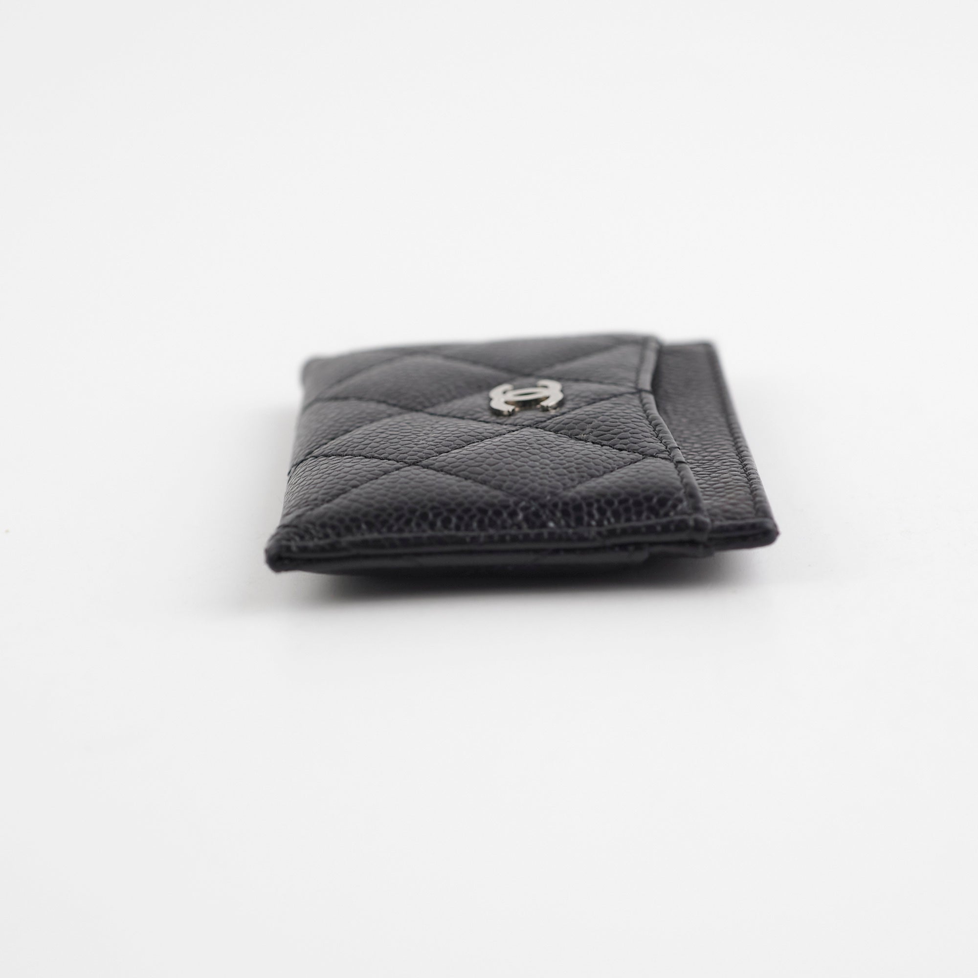 Chanel Black Caviar Leather Card Holder - Luxury Compact Wallet for Credit Cards & ID - Perfect for Everyday Use, Travel & Gifting