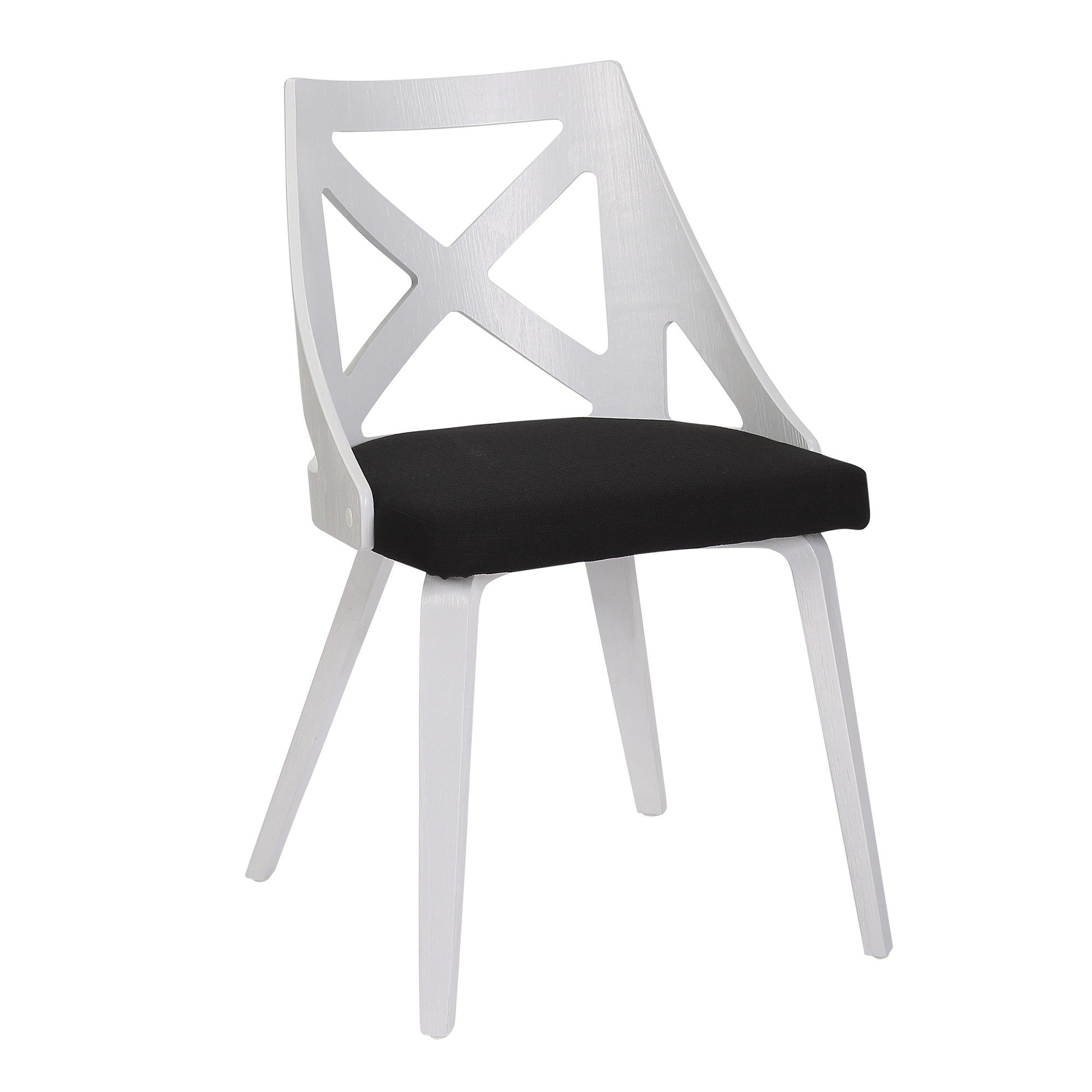 LumiSource White Textured Wood Farmhouse Chairs with Charcoal Fabric - Set of 2 Dining Room Chairs for Kitchen, Breakfast Nook or Farmhouse Decor