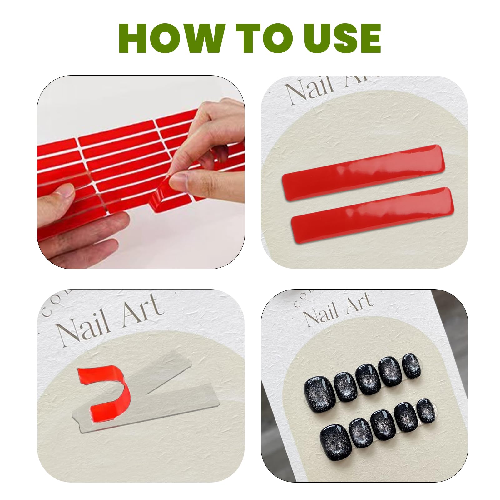 10 Sheet Nail Art Tape - Double Sided Adhesive Mounting Tape for Nail Tips & Color Display (300pcs) - Perfect for Salon Professionals & DIY Nail Art at Home