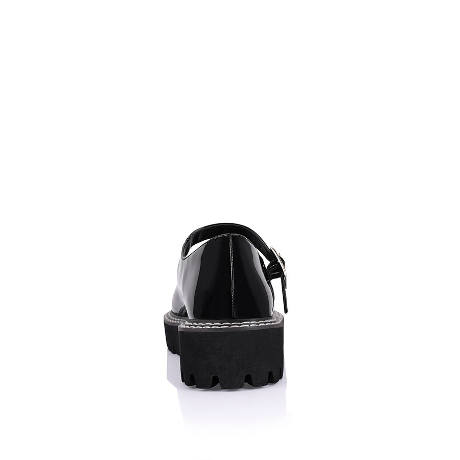 Nene Chunky Mary Jane Loafers for Women - Black Patent Leather Slip-On Shoes | Comfortable & Stylish for Work, Office, and Casual Outfits