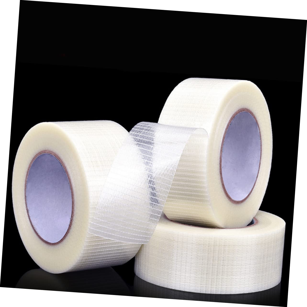 JECOMPRIS 3-Pack Non-Conductive Fiberglass Mesh Tape - Strong Packaging Tape for Electrical Work, Drywall Repair & Cast Support (White Grid Design)