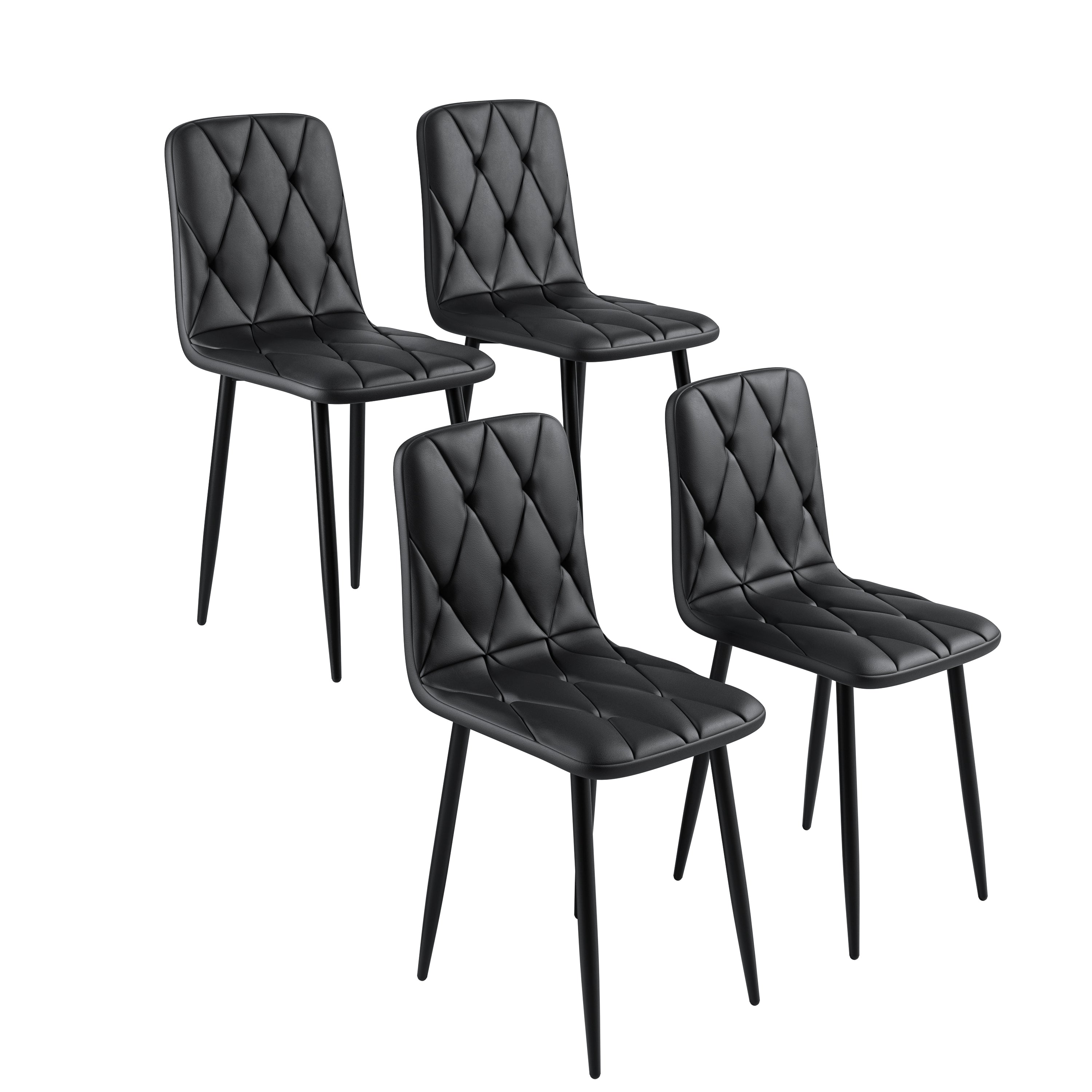 4 Pack Modern PU Upholstered Dining Chairs with Cushioned Seats & Sturdy Metal Legs - Elegant Kitchen & Dining Room Furniture for Home, Restaurant, or Office Use