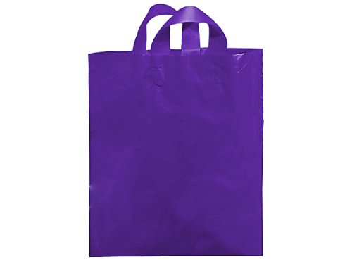 MEZZO Purple Studio Shopping Bags - Bulk Pack of 250, 16x15x6 Inches, 25% Recycled Plastic - Eco-Friendly Retail & Grocery Bags for Stores, Boutiques, and Events