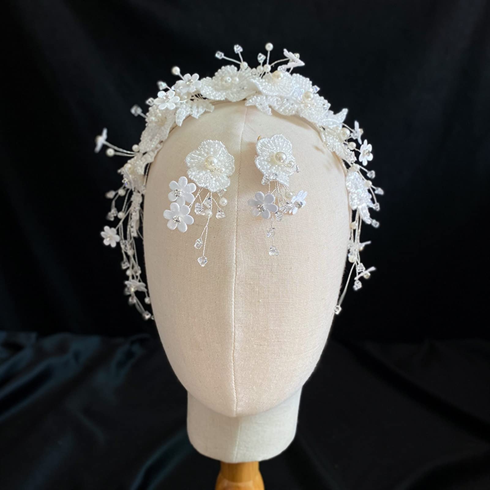 XXXXW Wedding Headpieces – Bridal Beaded Petal Headdress Set for Bride | Elegant Wedding Hair Accessories for Bridal Shower, Bachelorette Party & Ceremony
