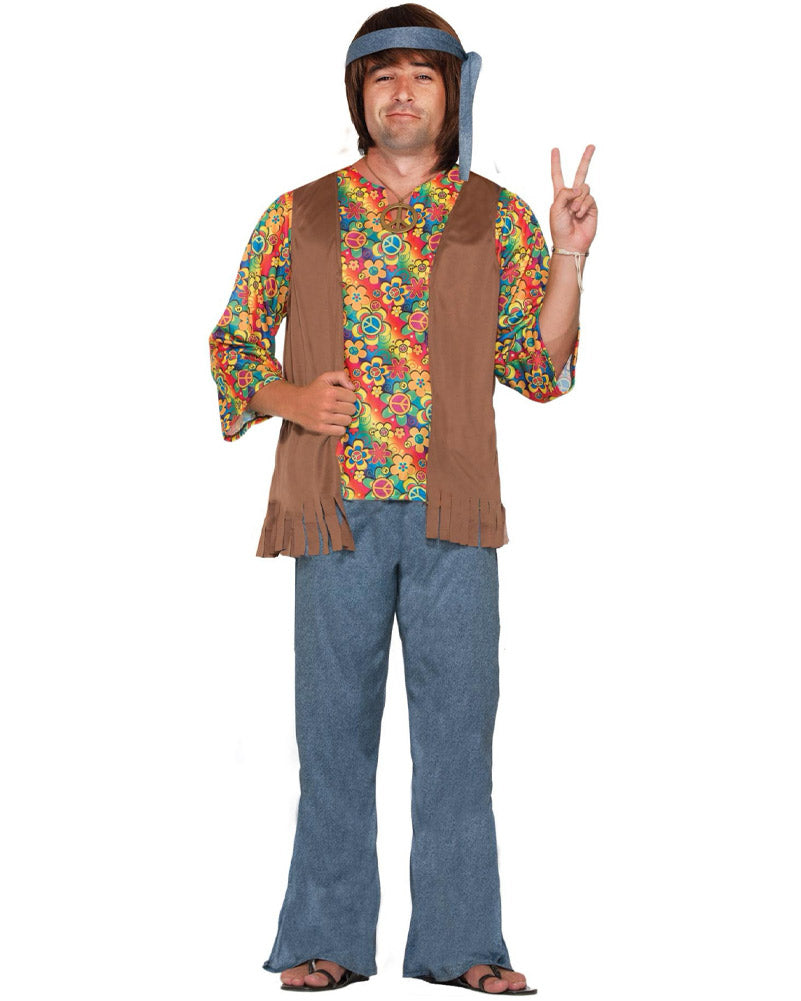 60s Hippie Dude Men's Costume - Vintage 1960s Hippie Outfit for Halloween, Theme Parties & Retro Events - Perfect for Costume Parties, Cosplay & 1960s Themed Celebrations