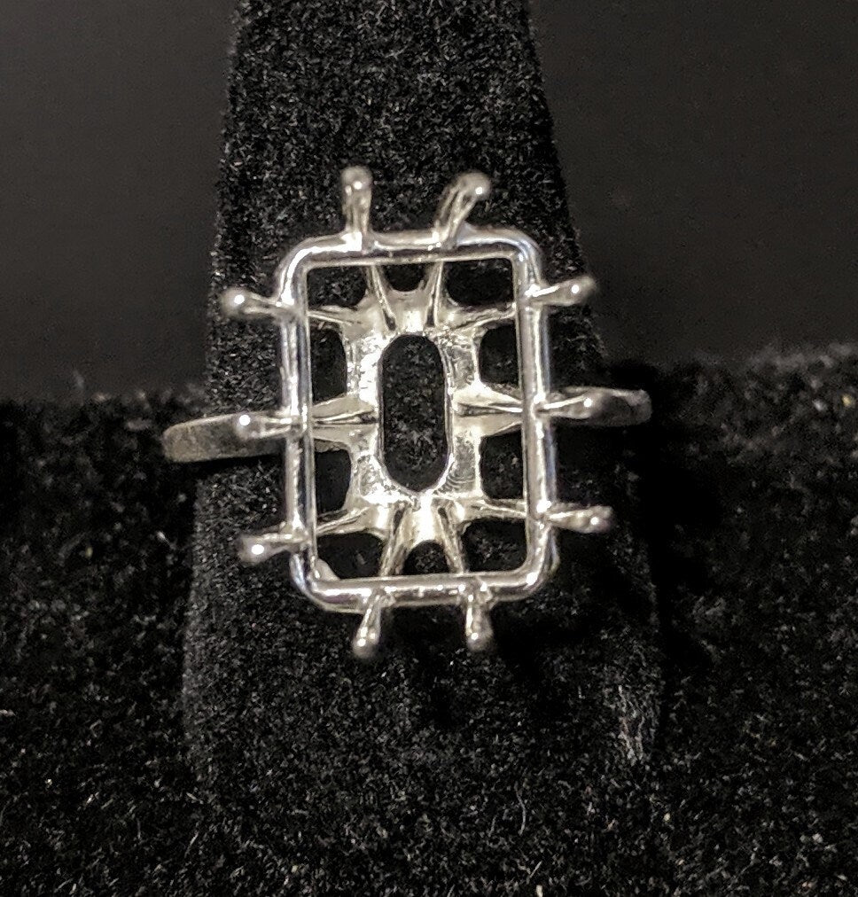 Solid Sterling Silver or 14kt Gold 16x12mm & 20x15mm Deep Emerald Cut Pre-Notched Blank Ring Size 8 Shank Setting (163860/143860) - Perfect for Engagement Rings, Wedding Bands & Jewelry Making