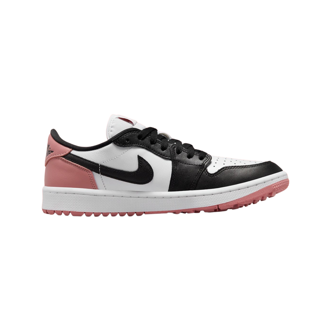 Air Jordan 1 Retro Low Golf Shoes - Rust Pink, White & Black - Men's Athletic Sneakers for Golf & Casual Wear