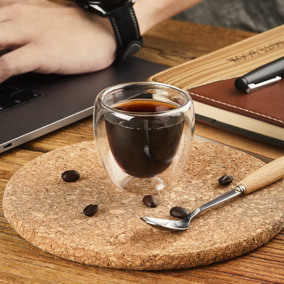 Premium Double Walled Espresso Cups Set of 6 - 2.8oz Insulated Borosilicate Glassware for Hot & Cold Drinks - Perfect for Coffee, Tea, Whisky, Vodka & Cocktails - Ideal for Home, Office & Cafe Use