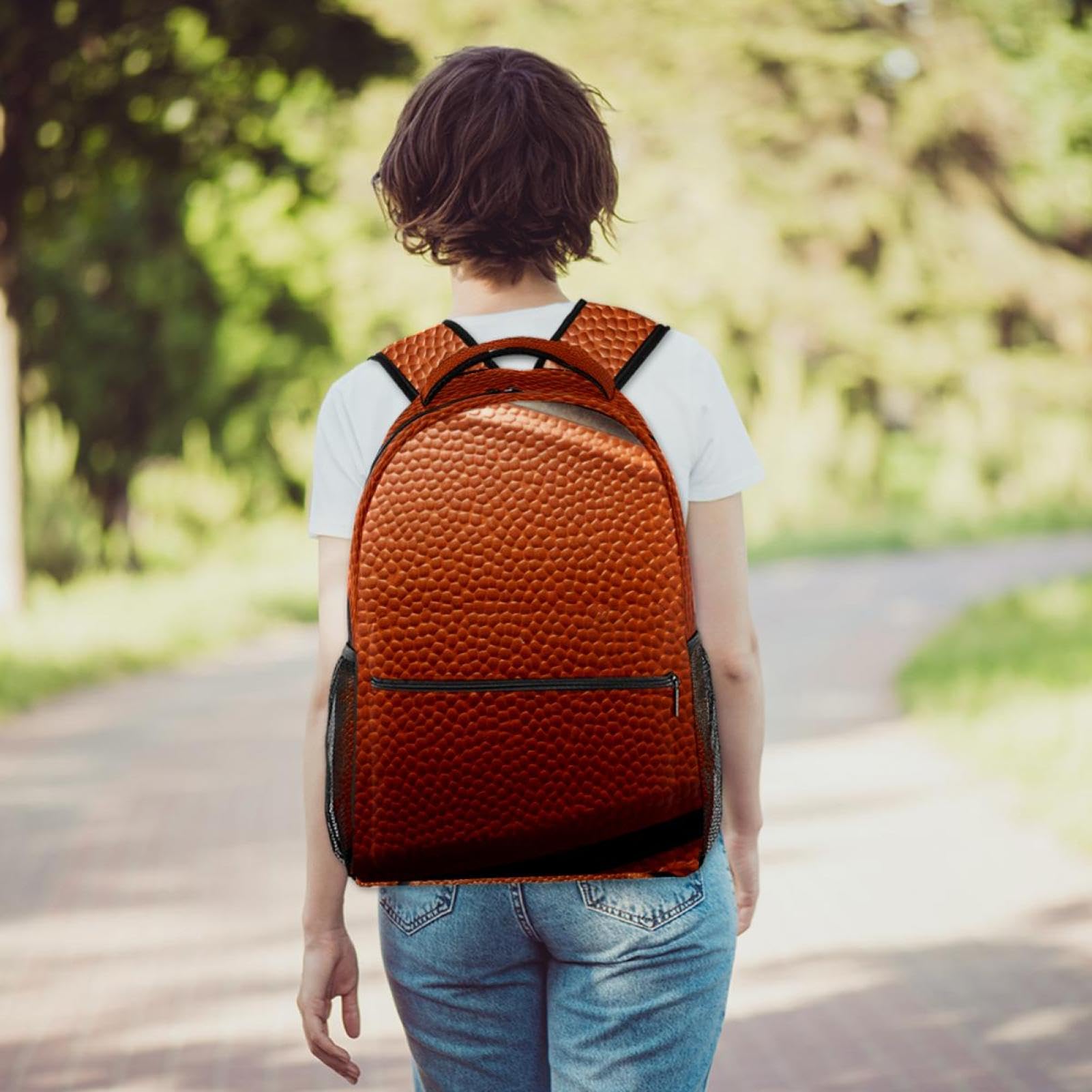 FVQL Kids Backpack for School - Basketball Print Design - Durable Bookbag for Boys & Girls - Perfect for School, Sports & Travel