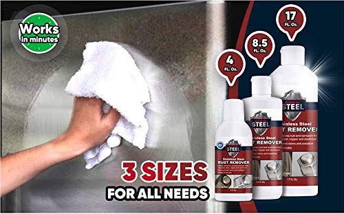 Premium Stainless Steel Rust Remover & Cleaner Kit - NSF Certified Safe for Food Areas | Effective Stainless Steel Pan Cleaner & Appliance Cleaner | Includes Rust Stain Remover, Gloves & Sponge (4 oz) | Perfect for Kitchen, Grill, Outdoor Cookware & Stainless Steel Appliances