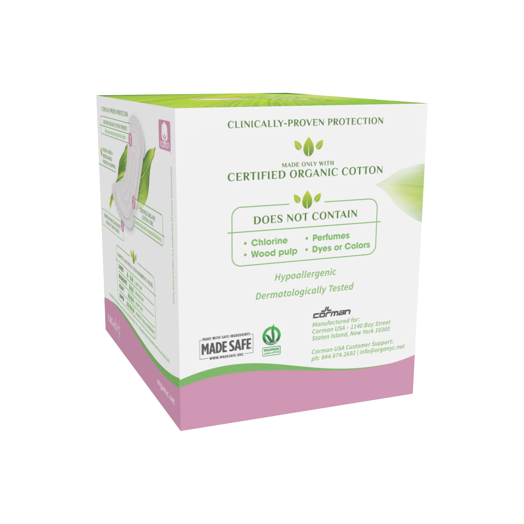 ORGANYC Hypoallergenic 100% Organic Cotton Panty Liners - 48 Count (2 Pack of 24) | Ultra Thin & Breathable for Daily Protection | Perfect for Sensitive Skin & Eco-Friendly Lifestyle