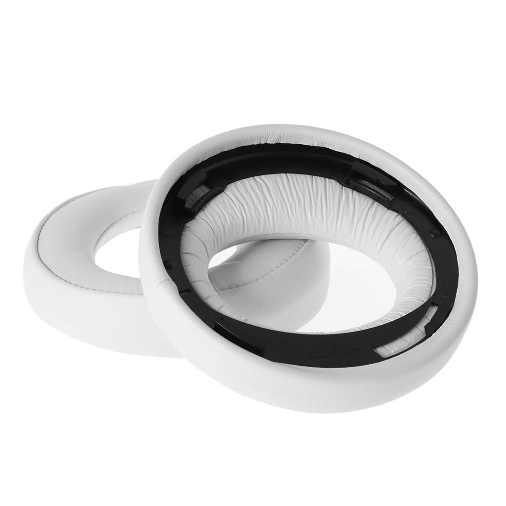 Sony PS3 PS4 Gold Wireless Headset Replacement Ear Cushions - Compatible with Playstation 3 & 4 CECHYA-0083, Stereo 7.1 Virtual Surround Headphones - Soft White Earpads for Gaming & Music Listening