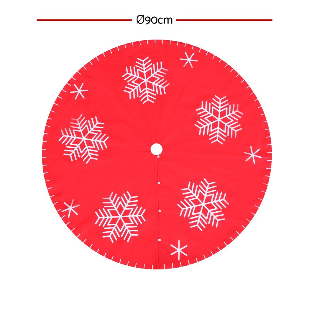 90cm Christmas Tree Skirt with Snowflake Patterns - Holiday Party Decorations for Xmas, Winter Celebrations & Home Decoration