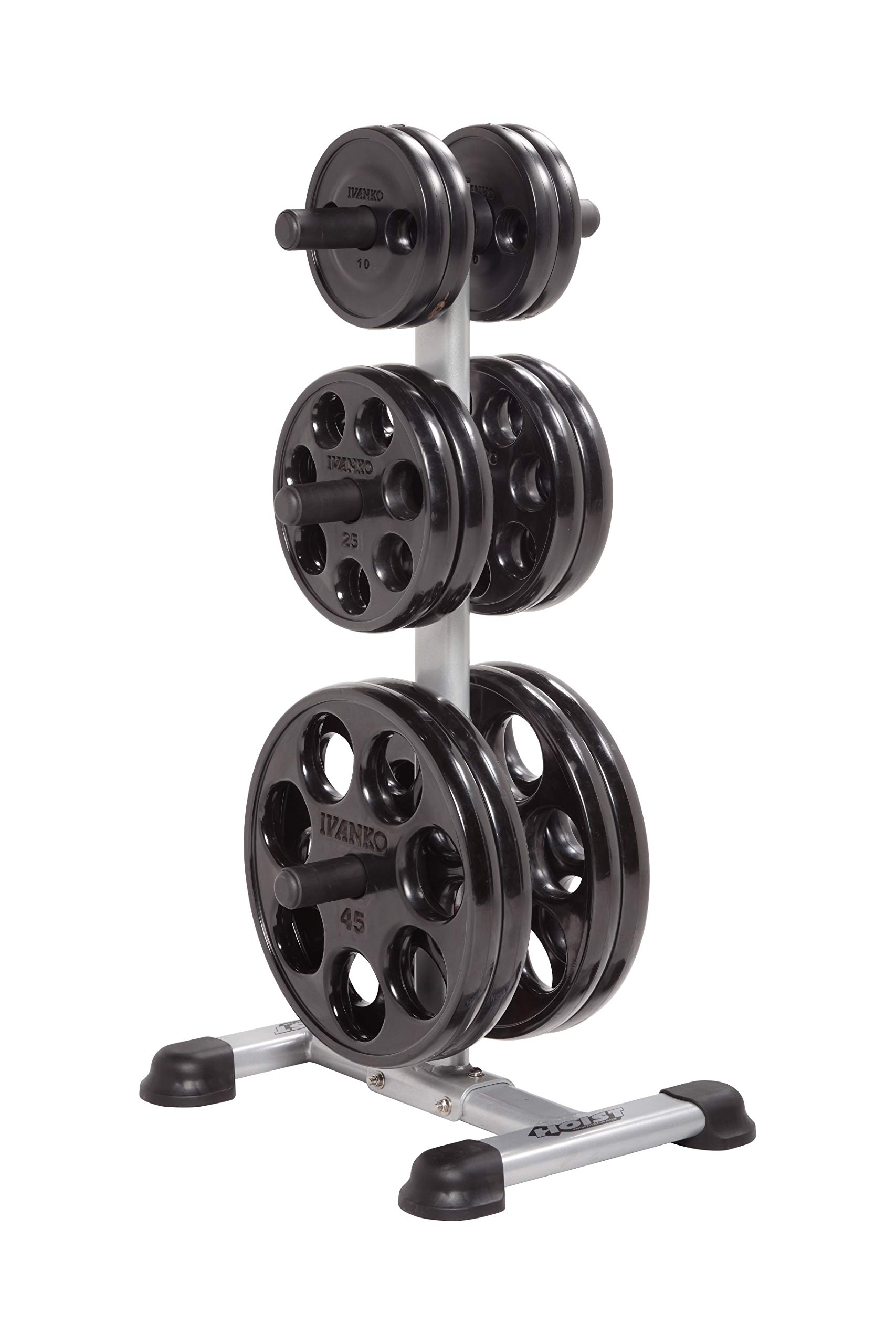 HOIST Fitness Weight Plate Holder Tree - Heavy Duty Weight Storage Organizer for Home Gym, Holds Standard Olympic & Bumper Plates (Plates Not Included) - Perfect for Garage Gym, CrossFit & Strength Training Workouts
