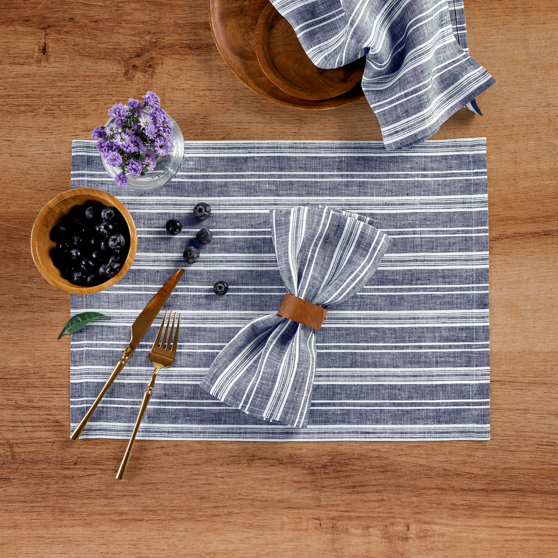 Elegant Chelsea Stripe Cotton Napkins - Set of 4 for Dinner Parties & Holiday Table Decor