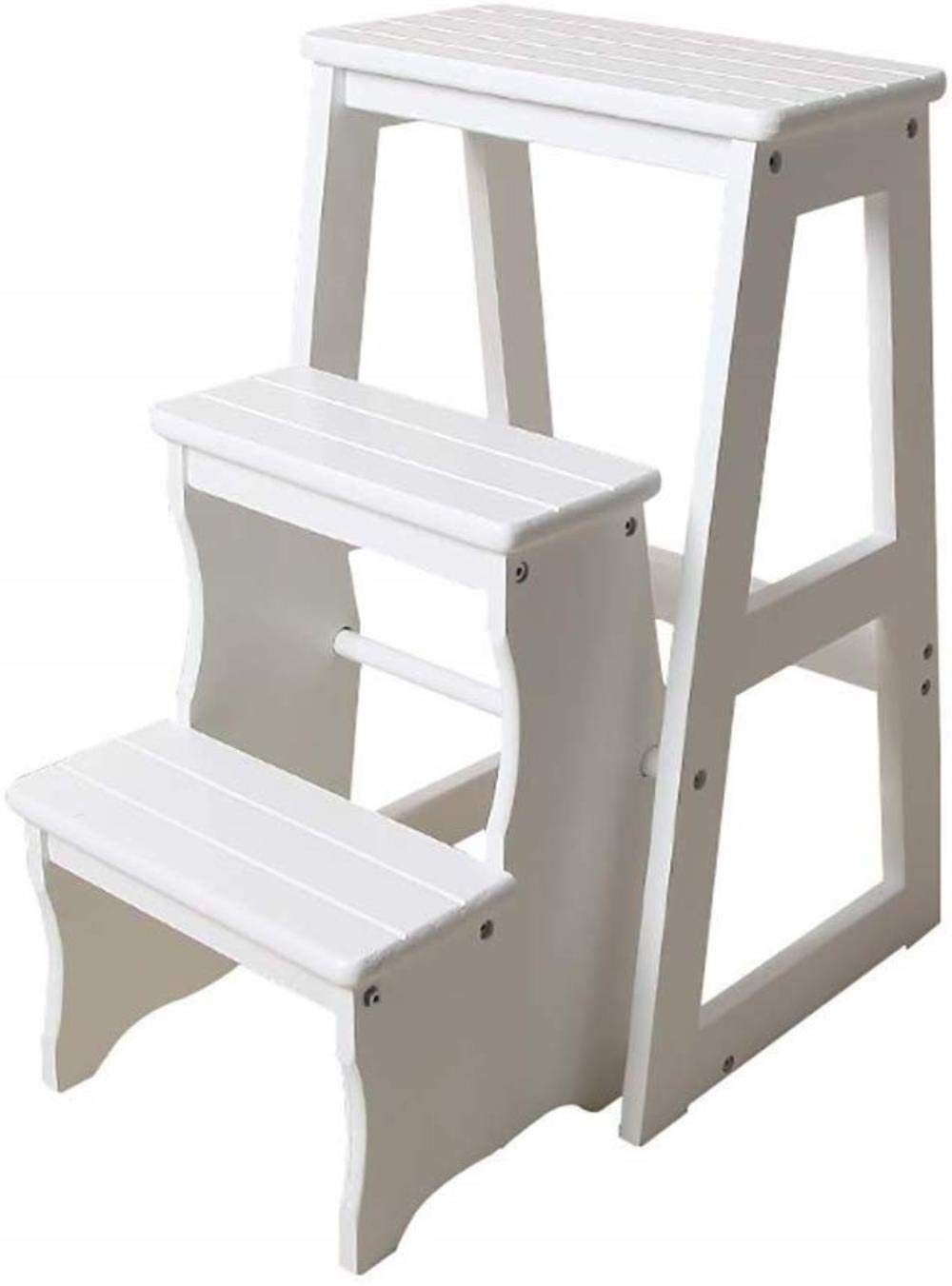 KAZUP Wooden Step Stool for Adults - Foldable Kitchen Ladder Stool, Non-Slip Multi-Functional Step Stool for Home, Bathroom, Bedroom - Perfect as Flower Stand or Indoor Climbing Stool
