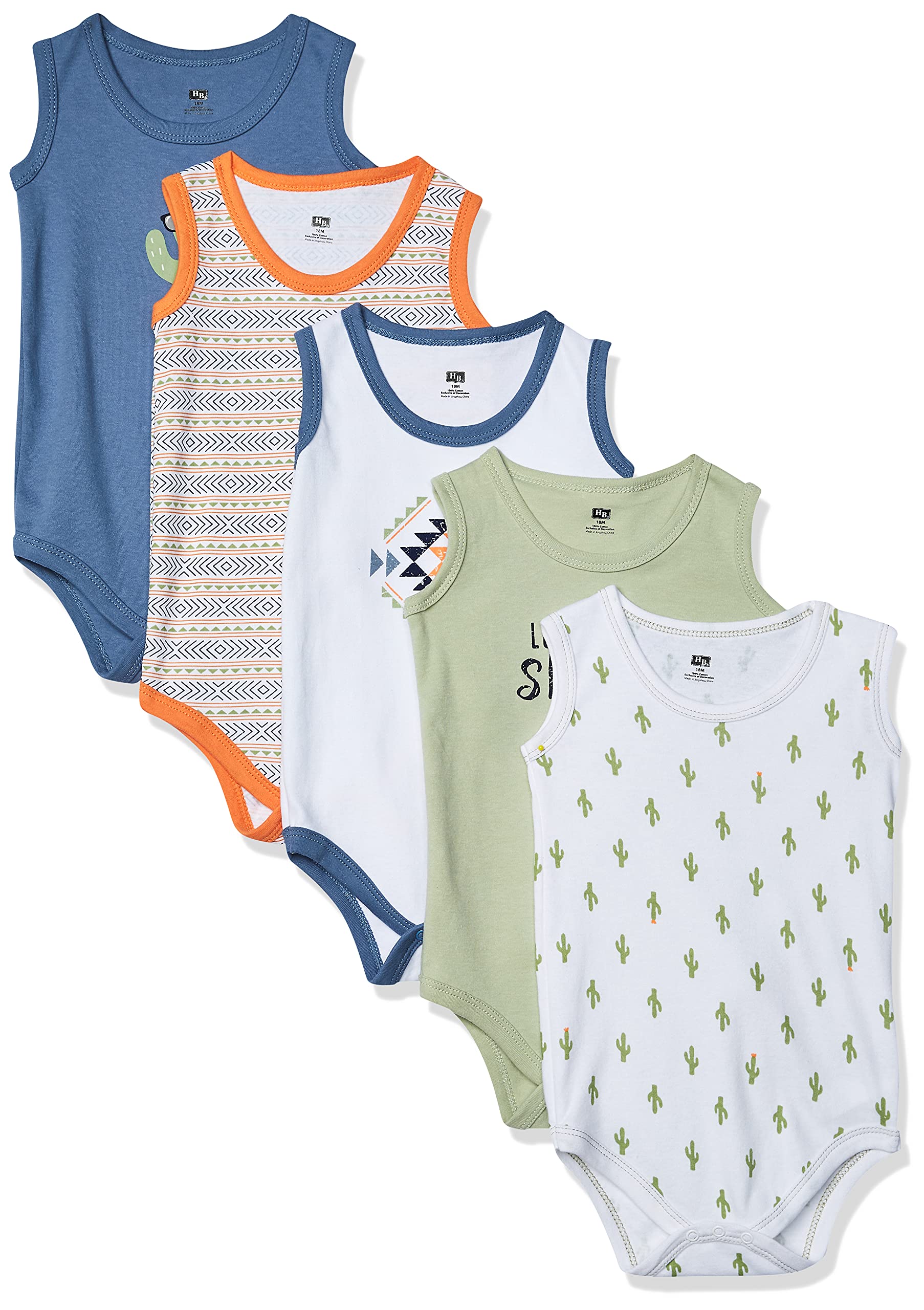 Hudson Baby Unisex Cotton Sleeveless Bodysuits for Newborns & Infants - Soft Comfortable Onesies for Summer & Playtime