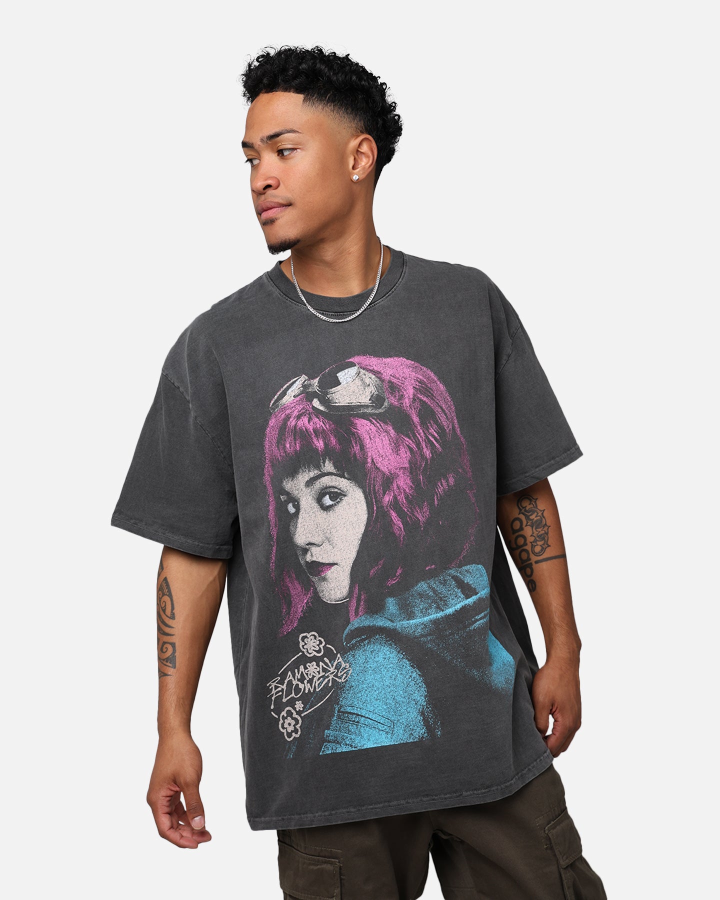 Scott Pilgrim Ramona Flowers Heavyweight Vintage T-Shirt - Black Wash | American Thrift | Retro Graphic Tee for Men & Women | Perfect for Cosplay, Concerts, and Casual Wear