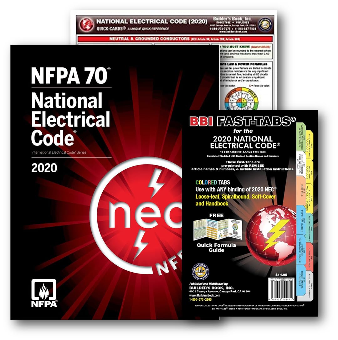 2020 National Electrical Code NEC NFPA 70 Set of 2 Books with BBI Fast TAB & Quick Card - Perfect for Electricians, Engineers & Electrical Exam Prep