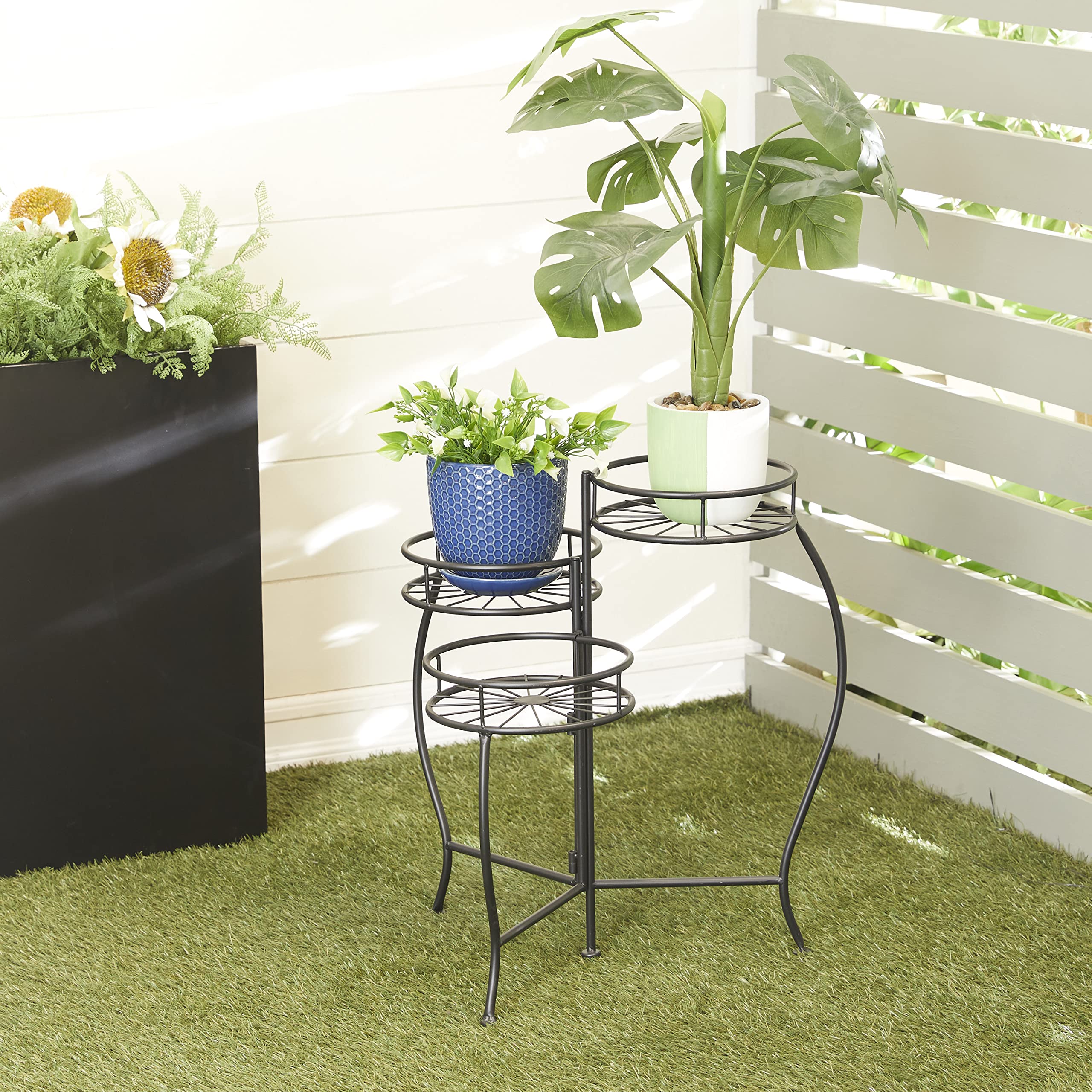 Deco 79 Metal Starburst 3-Tier Plant Stand Shelf for Indoor & Outdoor Use - 18