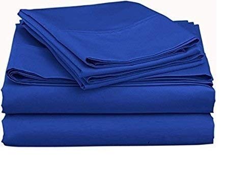 Luxury 100% Egyptian Cotton Twin XL Sheet Set - 400 Thread Count, Soft & Breathable, Deep Pocket Fits 10-12 Inch Mattress, Royal Blue Solid - Perfect for Dorm Rooms, Guest Beds & Cozy Sleep