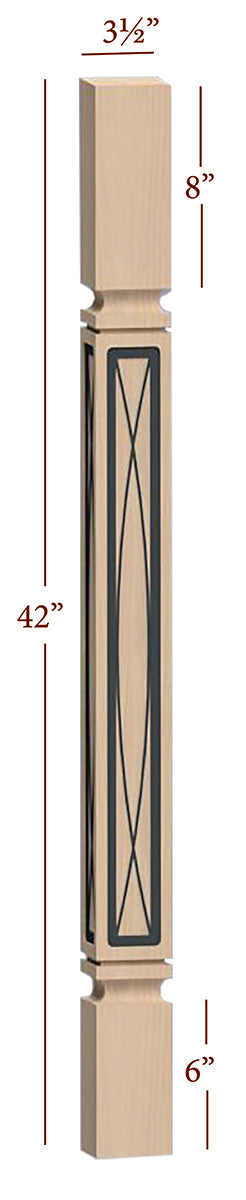Premium Fast Snap Mission Bar Post with Elegant Eden Metal Inlay - 42
