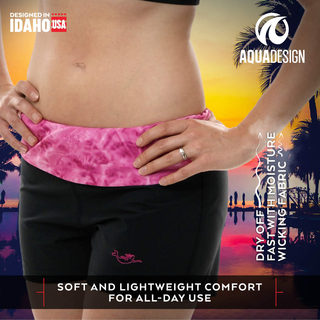 Women's Quick-Dry Swim Shorts with UPF 50+ Sun Protection - Aqua Print for Beach, Pool & Water Sports