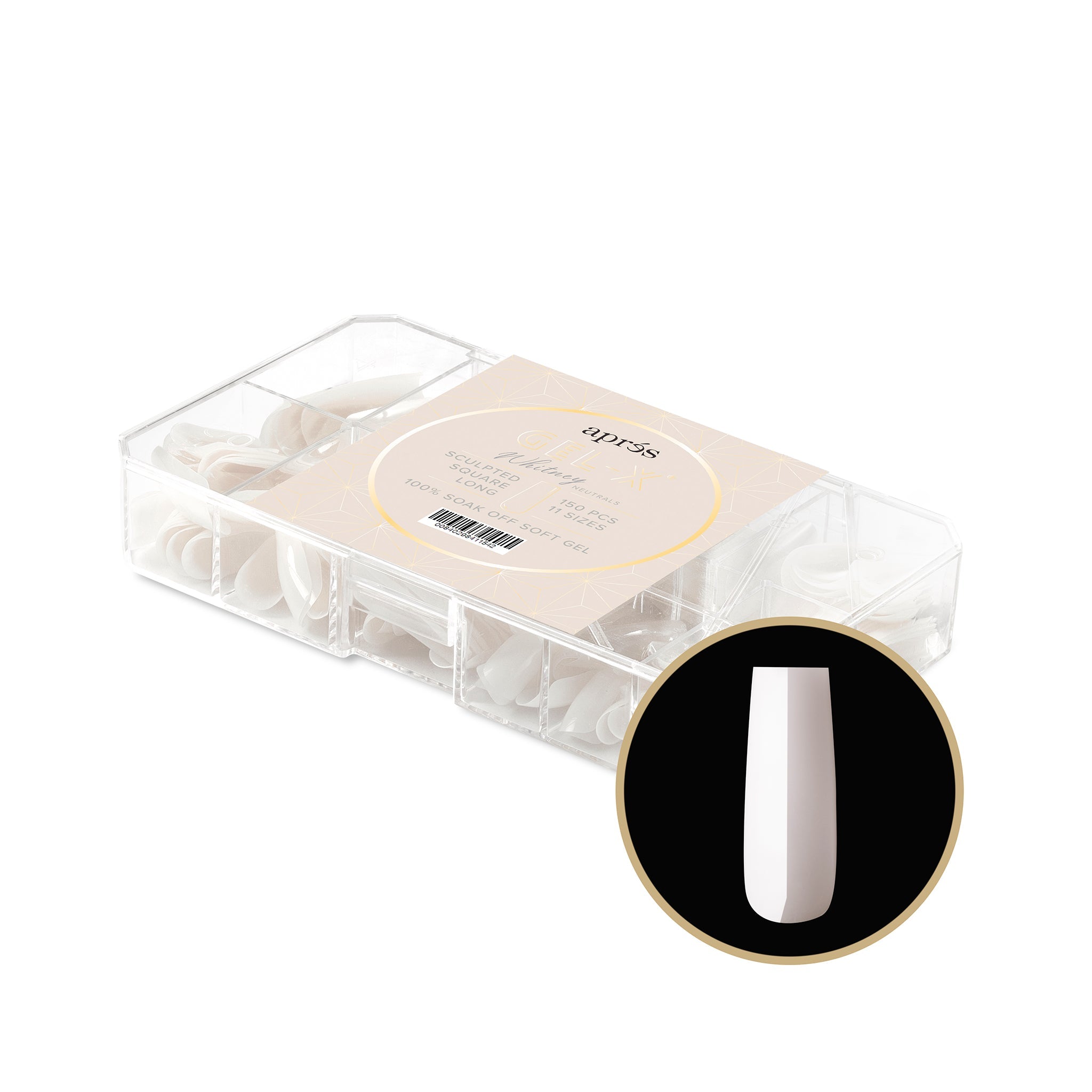 Apres Gel X Tips 2.0 - Whitney Sculpted Square Long Fake Nails (150 Pcs) | Professional Salon Quality Nail Extensions for Manicures, Pedicures & Nail Art | Perfect for Weddings, Parties & Special Occasions