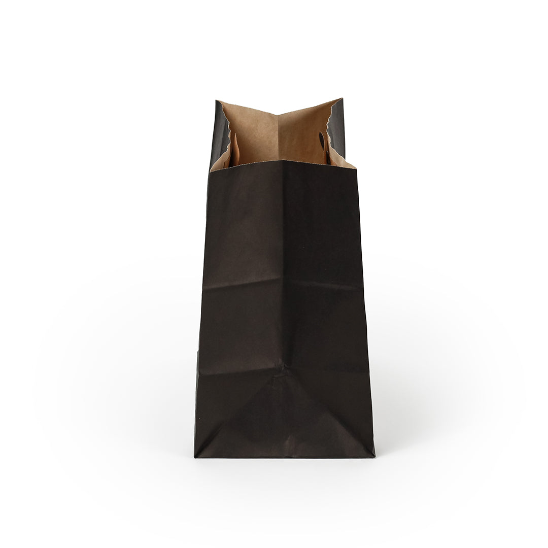 Premium Rectangle Black Paper Take Out Bags with Handles - 11