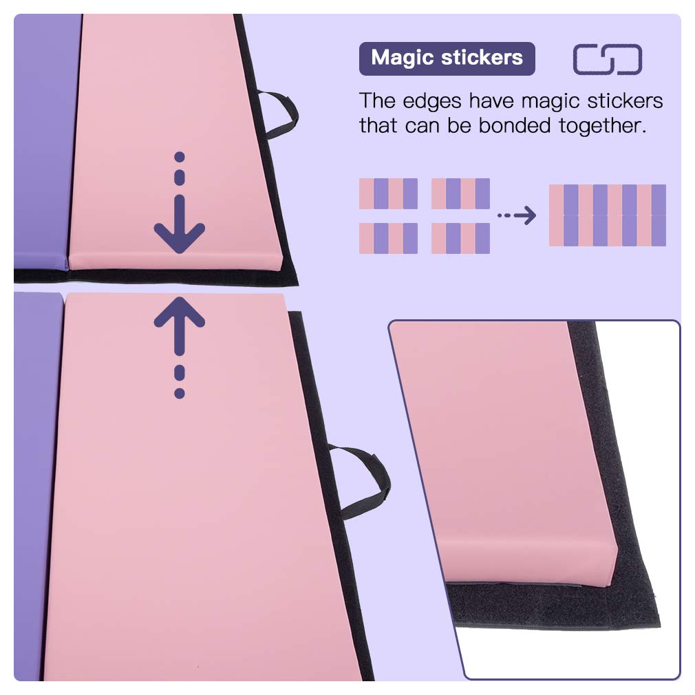 Premium Foldable Tumbling Mat - Thick PU Leather Gymnastics & Yoga Exercise Mat with Carrying Handles | Ideal for Home Workouts, Outdoor Yoga, Pilates & Gymnastics Training