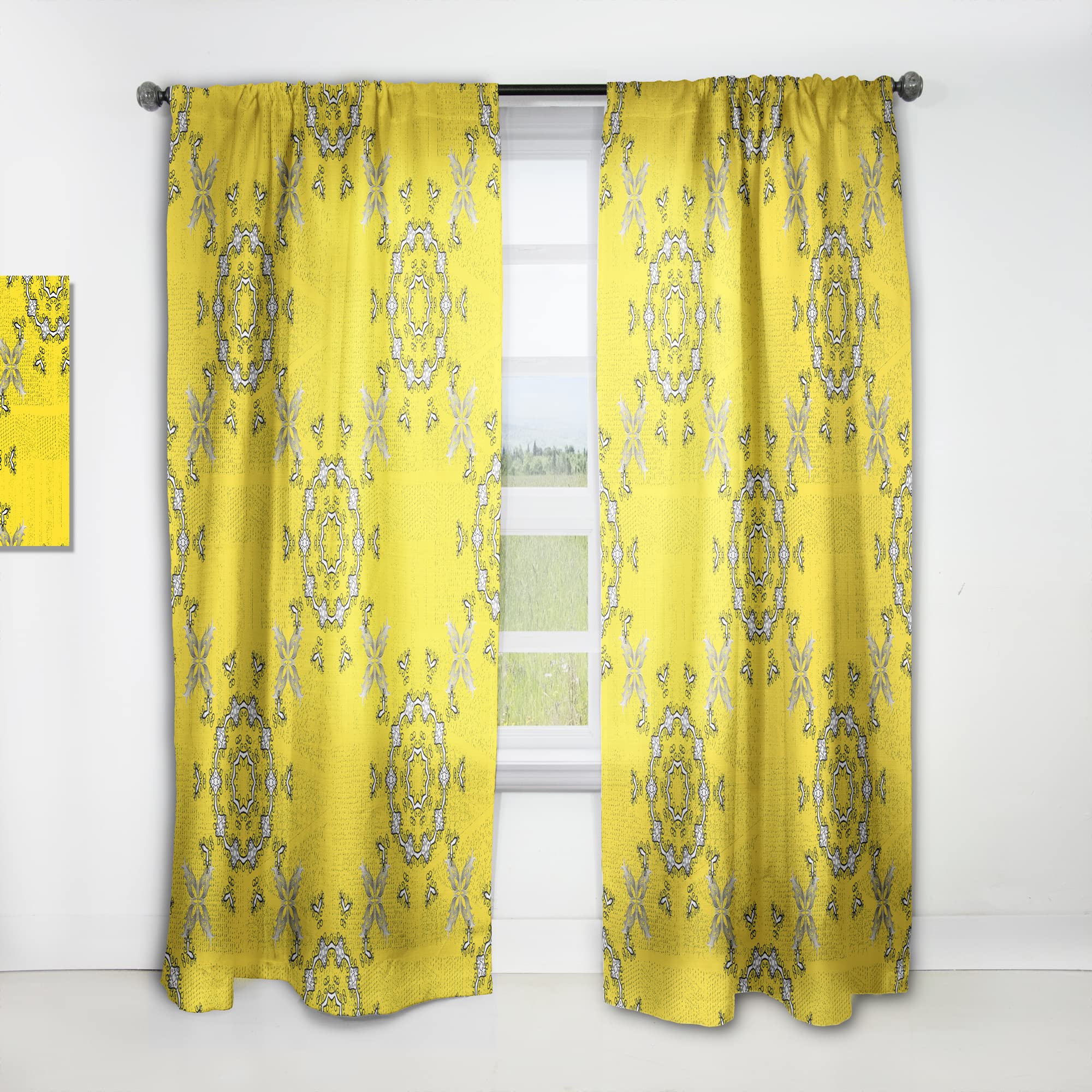Indian Vintage Mandala Pattern Thermal Insulated Curtains - Single Panel 52x63 Inches - Elegant Window Drapes for Bedroom & Living Room - Perfect for Home Decor, Meditation Spaces and Boho Chic Interiors