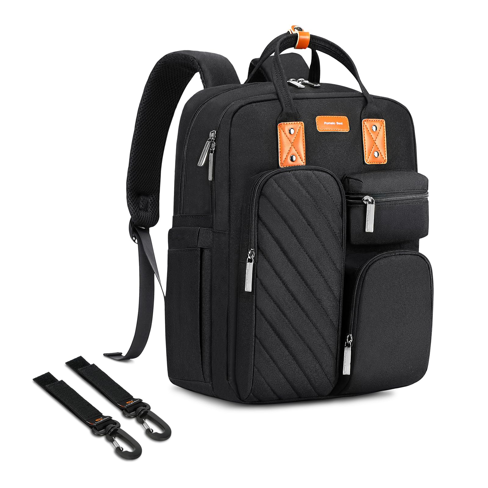 Large Waterproof Diaper Backpack for Baby - Multi-Pocket Travel Diaper Bag with Built-in Stroller Straps, Spacious & Organized (Black) - Perfect for Moms on the Go, Daycare, and Family Outings