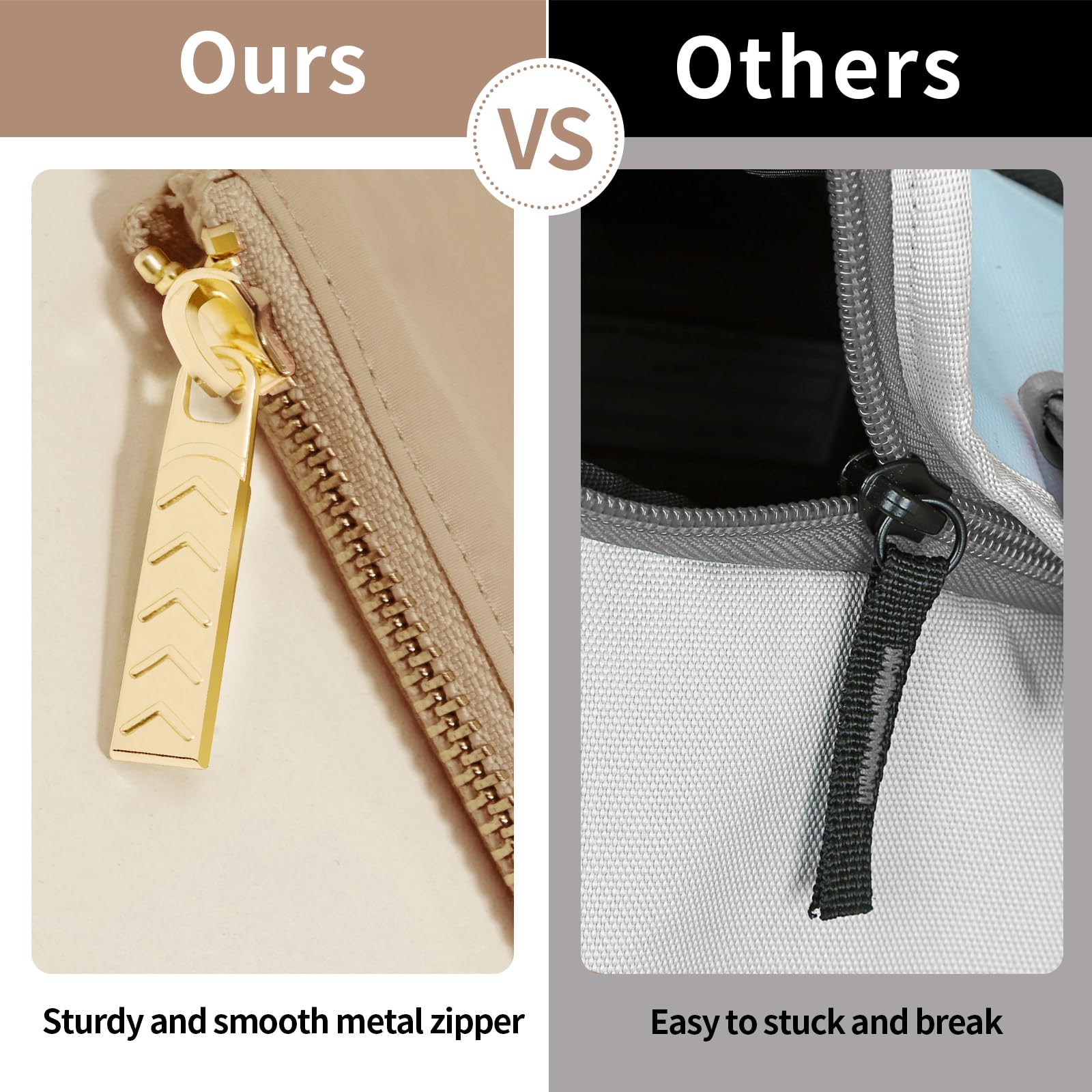Detachable Keychain Wallet for Women & Men - Dual Pouch Mini Zip Around Wristlet with Coin Purse (Khaki & White) | Portable Travel & Everyday Essentials Organizer