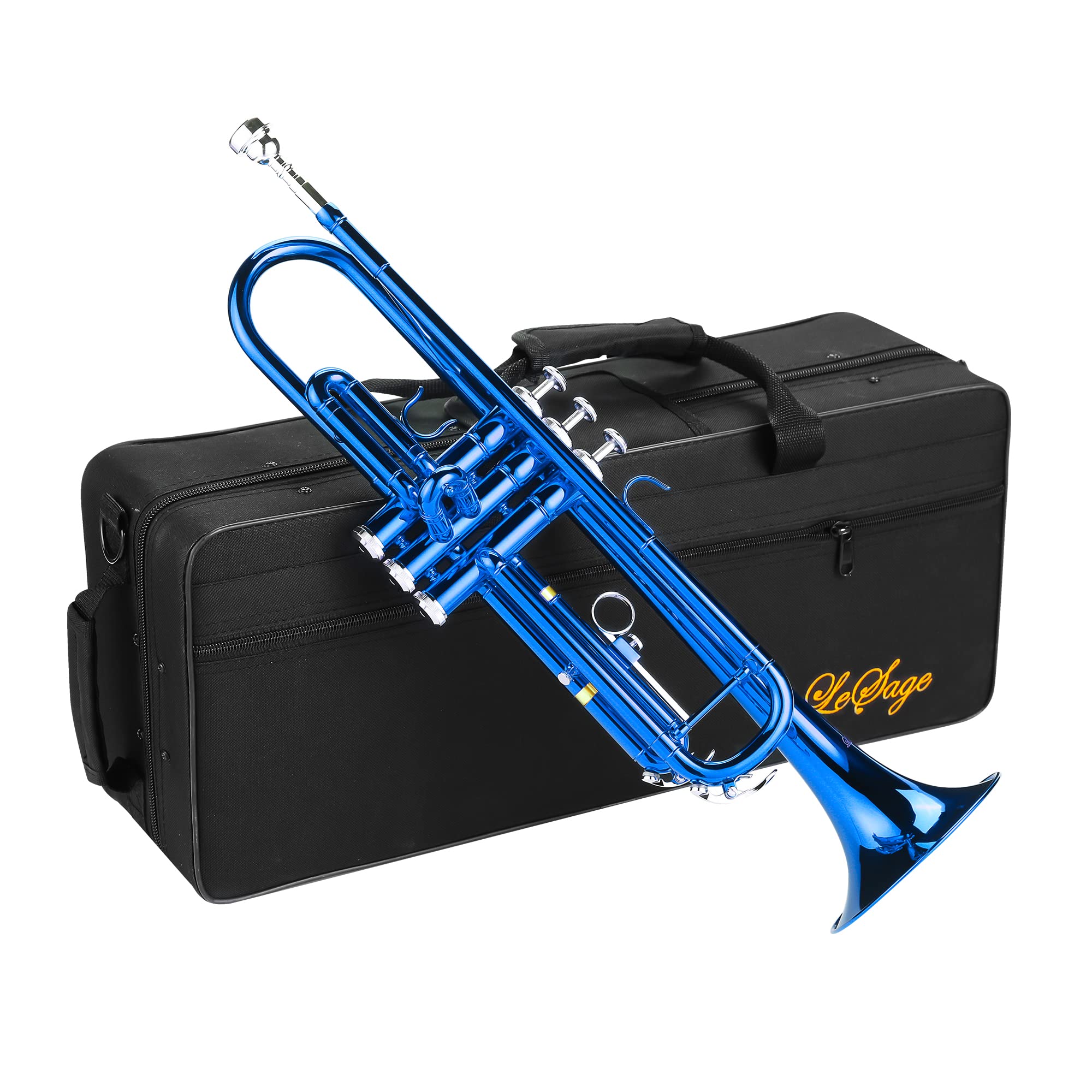 LeSage Bb Trumpet - Professional Brass Instrument for Student Beginners | Includes 7C Mouthpiece, Valve Oil, Cleaning Kit & Protective Case | Perfect for School Bands, Jazz Ensembles & Music Practice