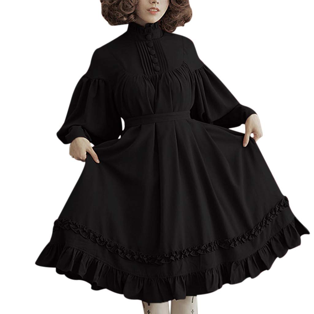 MONISE Women's Sweet Lolita Gothic Dress - Vintage Medieval Princess Court Maxi Skirt for Cosplay, Halloween, Renaissance Fair & Gothic Fashion