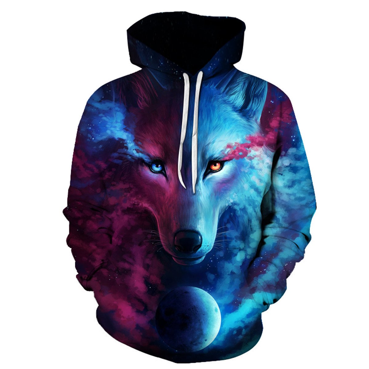 ECYC Winter Warm 3D Wolf Print Hoodie for Women & Men - Cozy Long Sleeve Pullover Sweatshirt with Animal Graphic Design | Perfect for Outdoor Activities, Casual Wear & Costume Parties