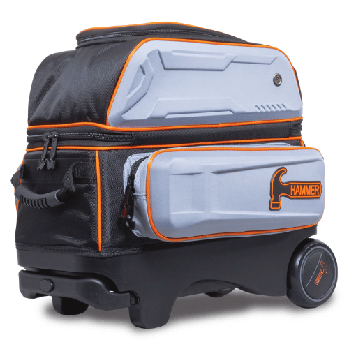 Hammer Gauntlet Double Roller Grey Bowling Bag - Premium 2-Ball Rolling Tote for League & Tournament Play