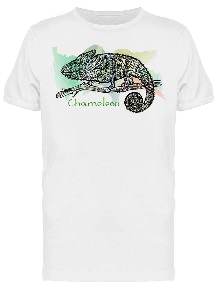 Hand Drawn Chameleon Pattern T-Shirt for Men | Unique Artistic Graphic Tee | Casual Wear & Street Style Fashion