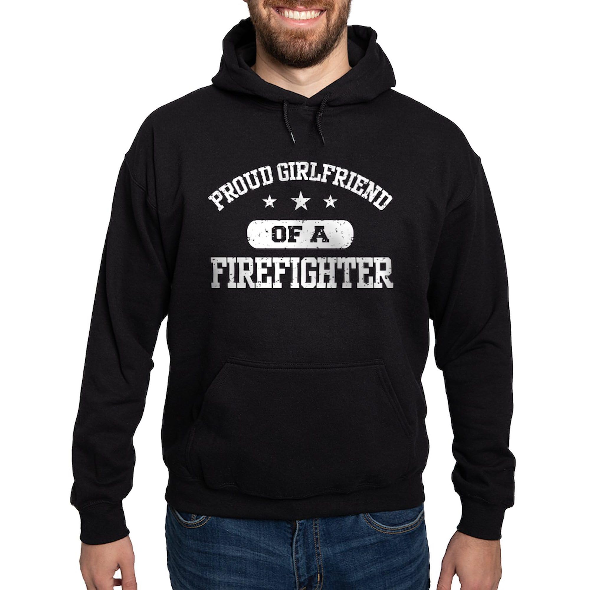 Proud Girlfriend of a Firefighter Hoodie - Men's Dark Regular Fit Pullover Sweatshirt | Comfortable & Stylish for Firefighter Supporters, Casual Wear & Outdoor Activities