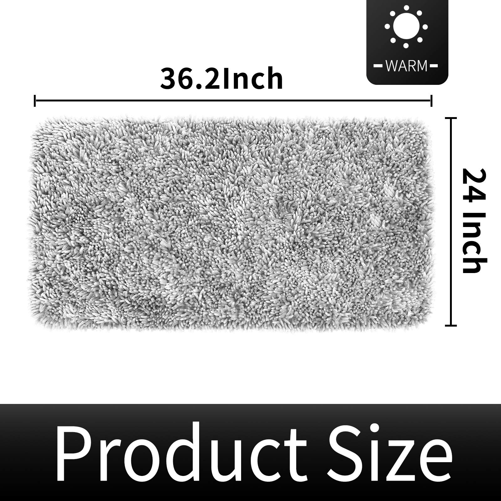 Yimobra Soft Shaggy Bath Mat 36x24 Inches - Ultra Absorbent Non-Slip Bathroom Rug, Quick Dry Machine Washable Microfiber Shower Mat for Bathroom Floor & Tub - Light Grey - Perfect for Spa-Like Bathroom Comfort