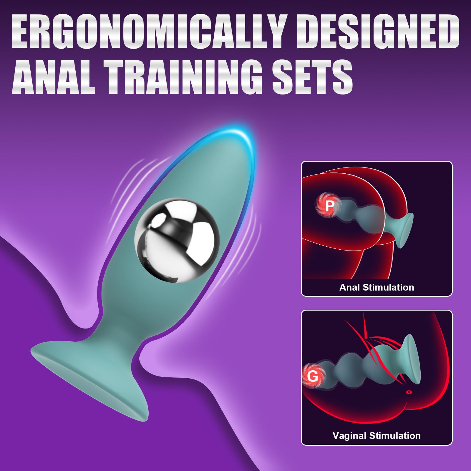 Premium Weighted Silicone Anal Plug Set - 3PCS Prostate Massager for Men & Women, Anal Training Beads with Comfortable Base | Adult Sex Toys for Couples Play, BDSM, and Solo Pleasure