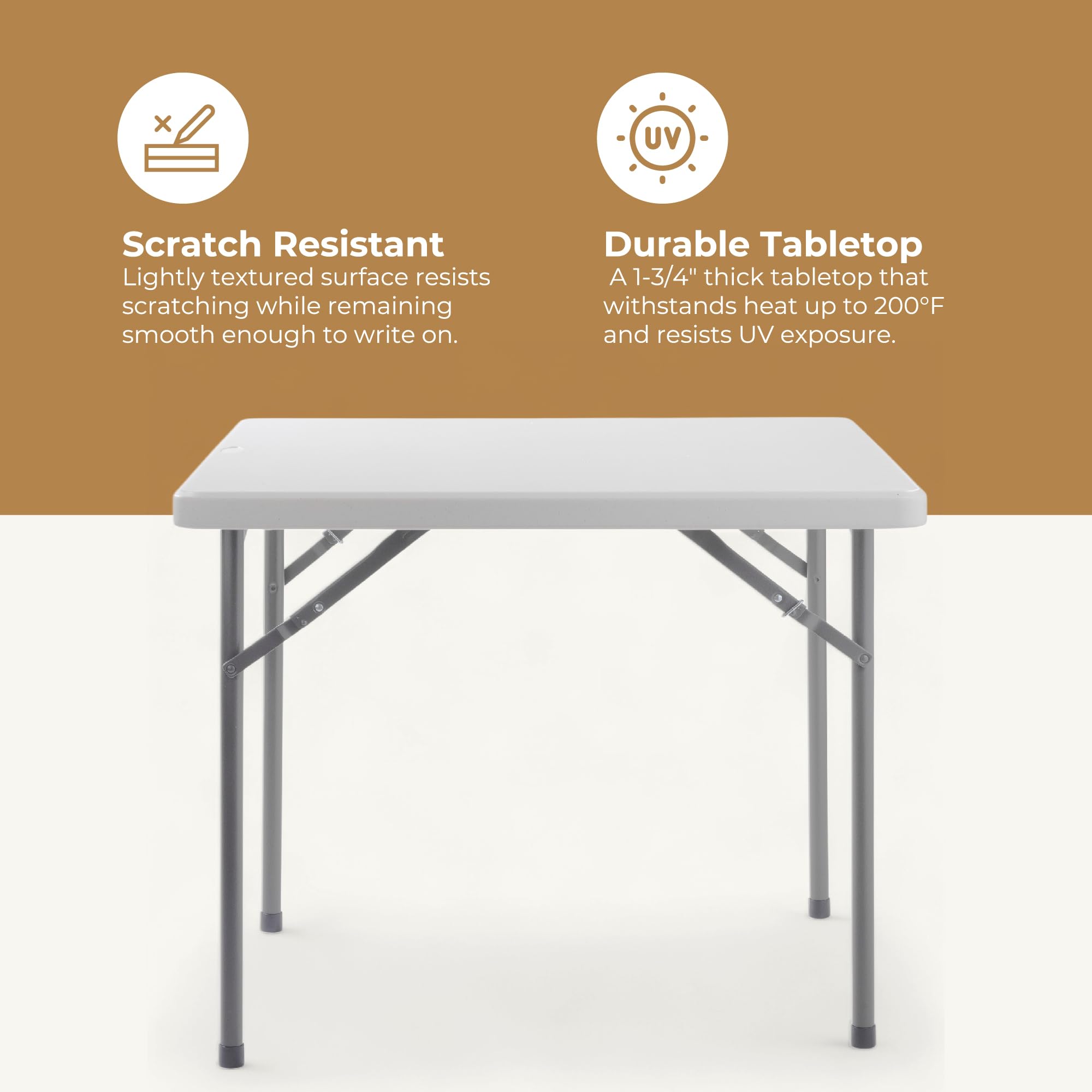 OEF Furnishings 36 Inch Square Heavy Duty Folding Table - Light Grey Durable Plastic Table for Indoor & Outdoor Use | Perfect for Parties, Picnics, Camping, and Events