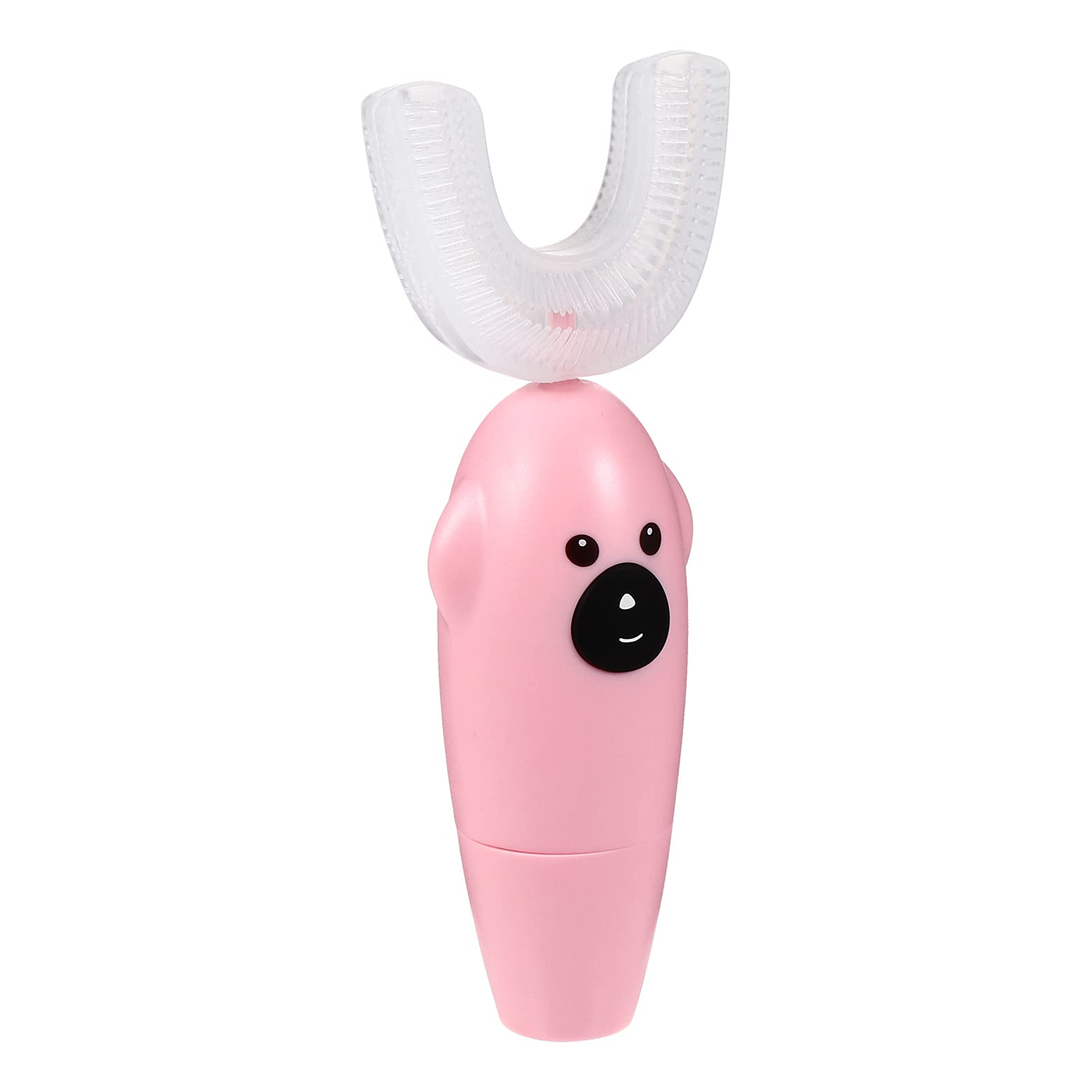 EXCEART Soft Bristle Kids Electric Toothbrush - Waterproof U-Shaped Automatic Toothbrush for Children with Silicone Brush Head (Pink) - Perfect for Gentle Teeth Cleaning & Oral Care at Home or Travel
