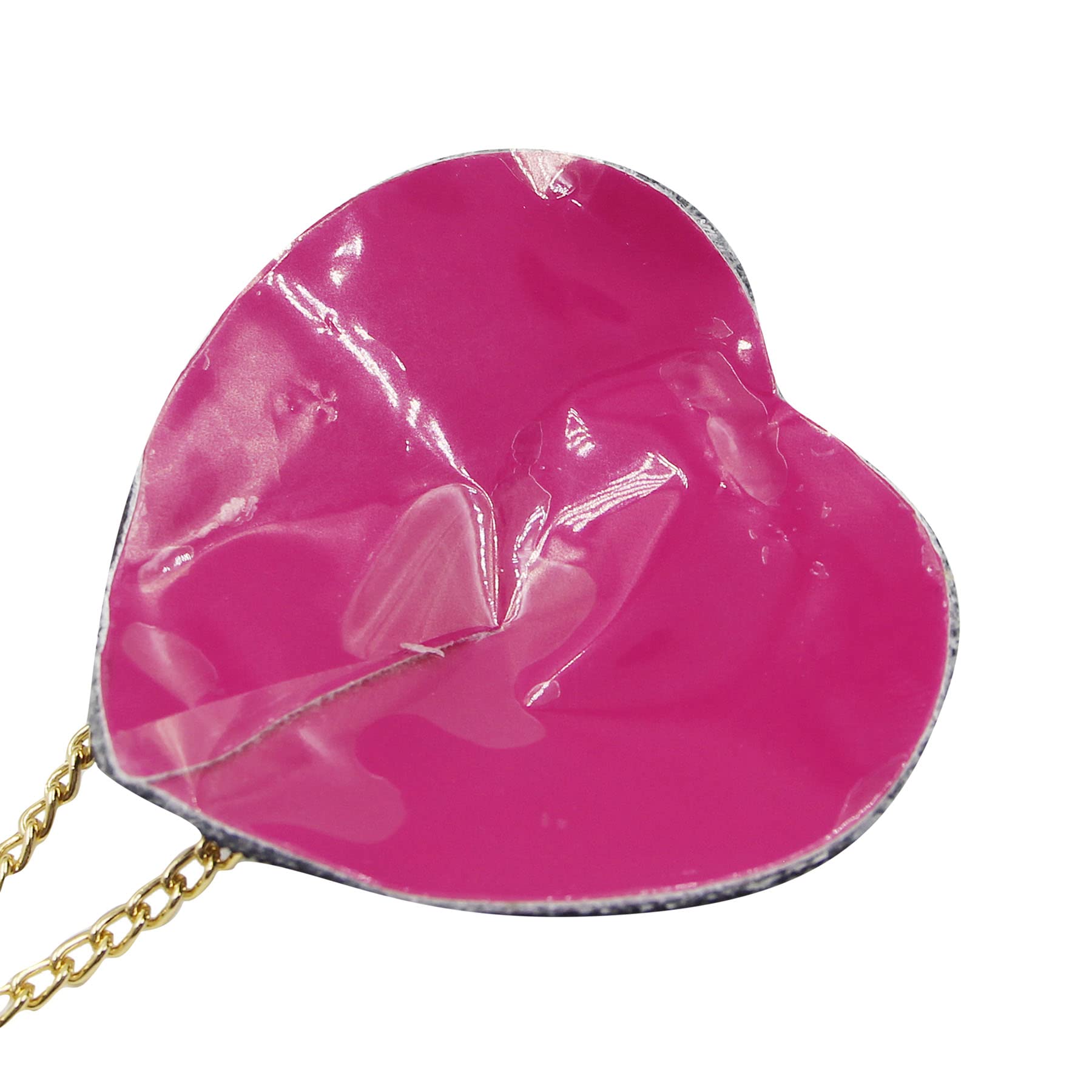 ZGMYC Reusable PU Leather Heart-Shaped Nipple Covers with Gold Metal Chain - Adhesive Pasties & Sexy Body Jewelry for Women | Perfect for Parties, Rave Festivals, Bachelorette Nights & Club Wear