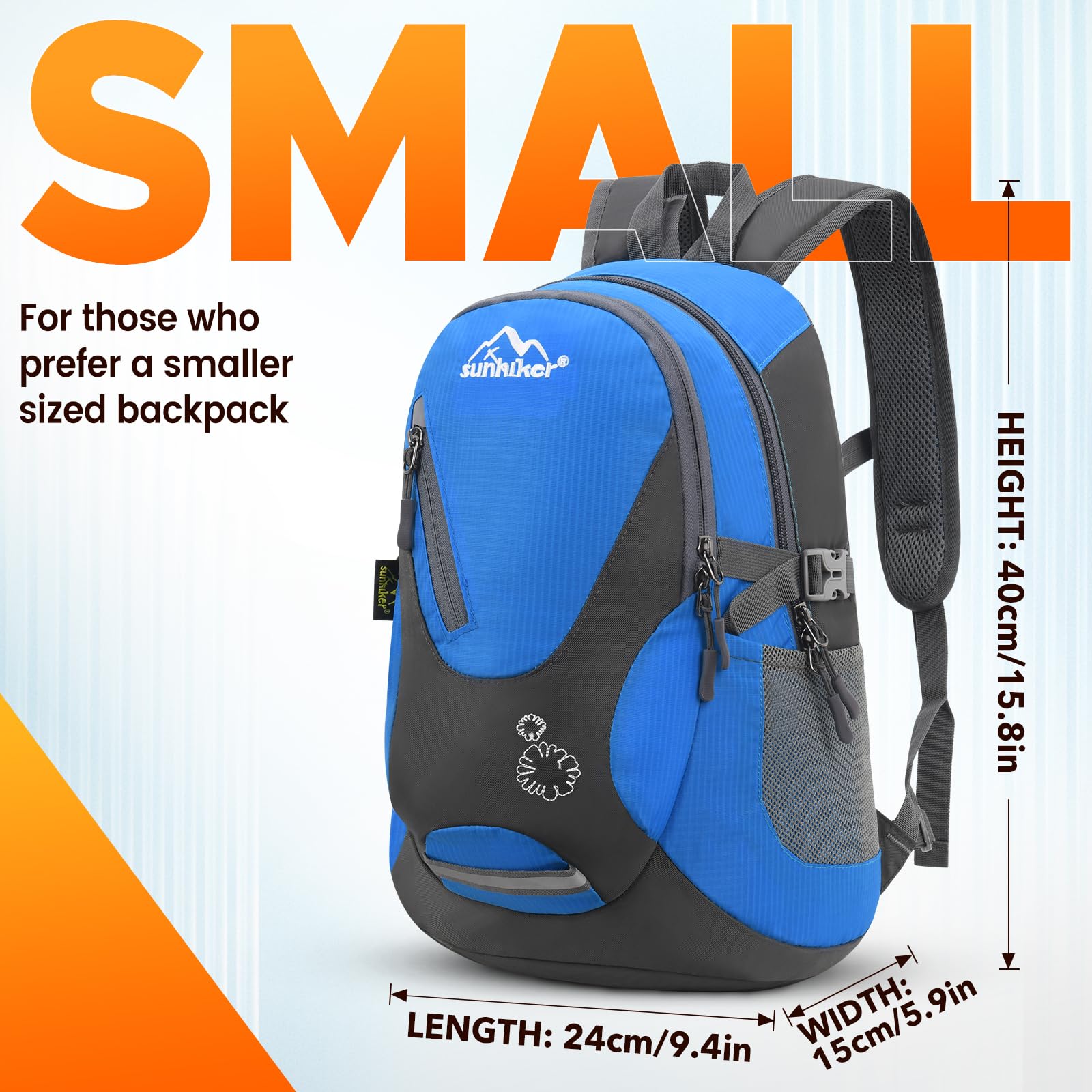 Sunhiker Lightweight Water Resistant Cycling Hiking Backpack - Compact Daypack for Outdoor Adventures, Travel & Commuting (Model M0714)
