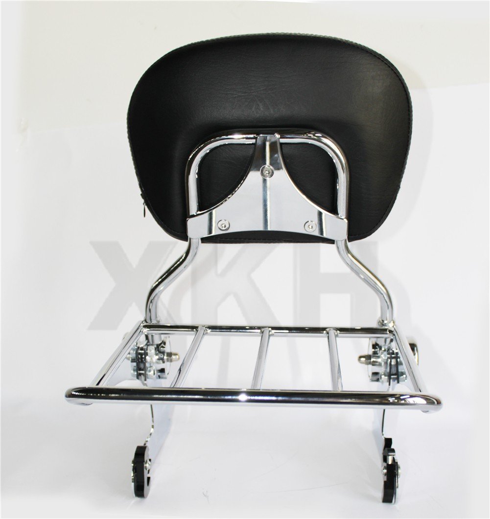 Chrome Sissy Bar Luggage Rack for Harley Davidson Softail Deluxe 2006-2017 - Heavy Duty Backrest & Storage Solution for Motorcycle Touring & Long Rides