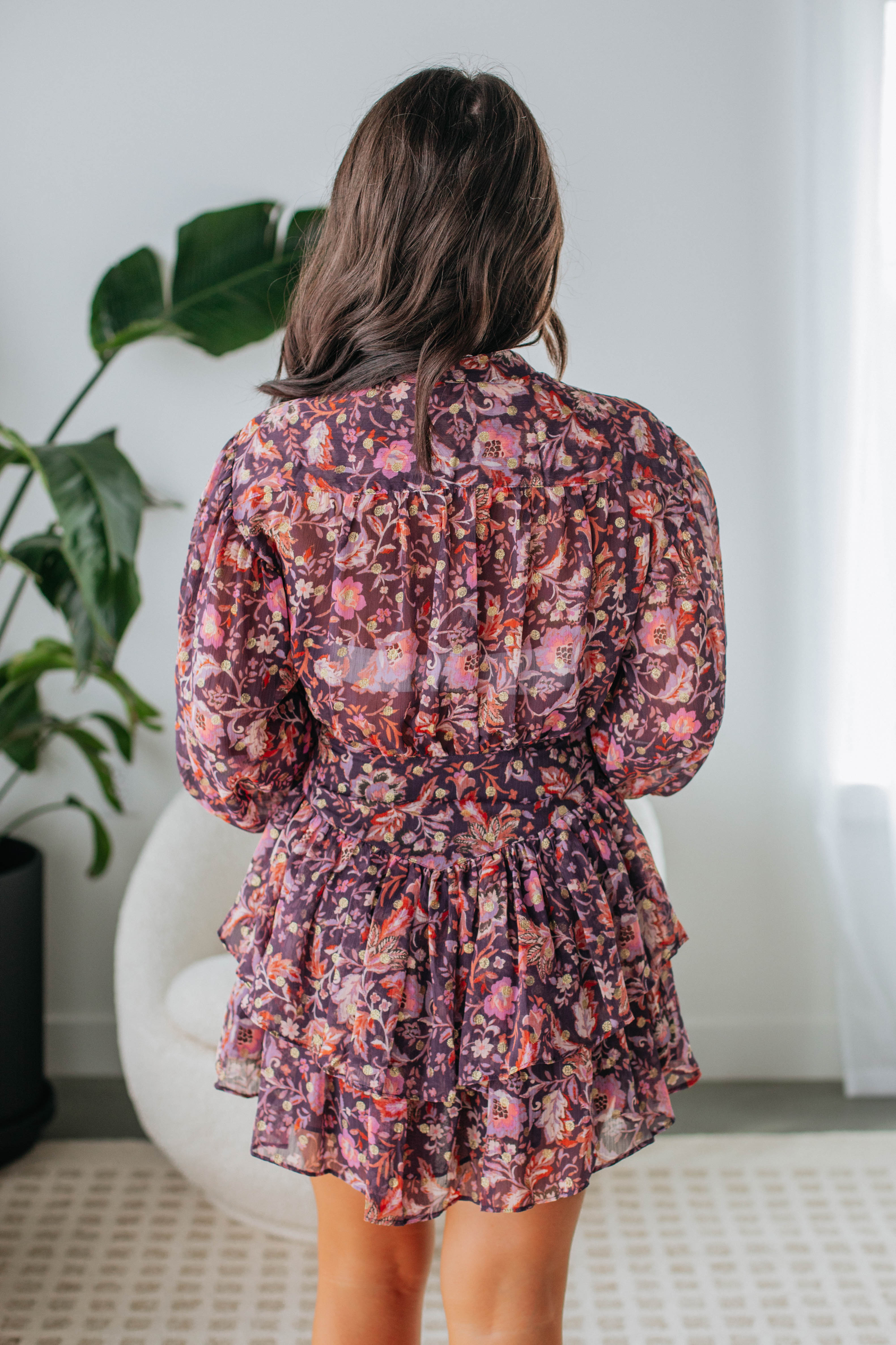 Cindy Floral Dress for Women - Elegant Summer Flowy Maxi Dress with V-Neck & Ruffle Sleeves - Perfect for Beach Vacations, Weddings & Date Nights