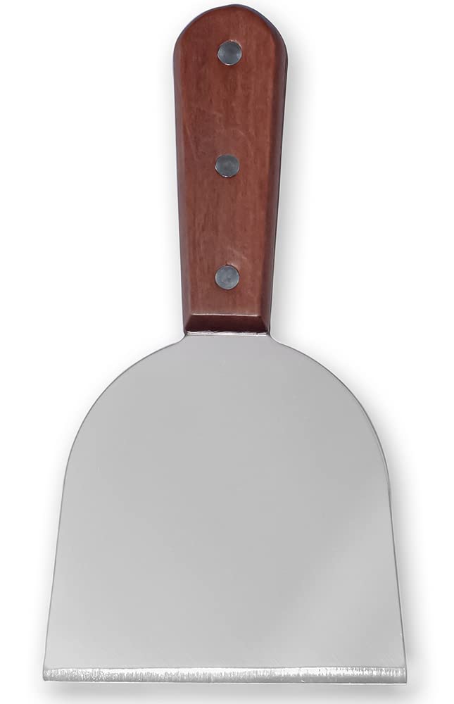 Premium Stainless Steel Slant Grill Griddle Spatula Scraper - Diner Style Flat Straight Blade for BBQ, Pancakes & Burgers - Professional Restaurant & Home Kitchen Cooking Tool
