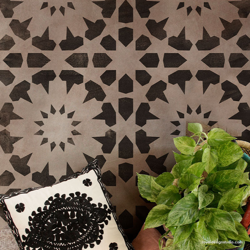Marhaba Moroccan Tile Stencil - Reusable DIY Home Decor Stencil for Walls, Floors & Furniture | Perfect for Arabic, Mediterranean & Boho Style Home Projects